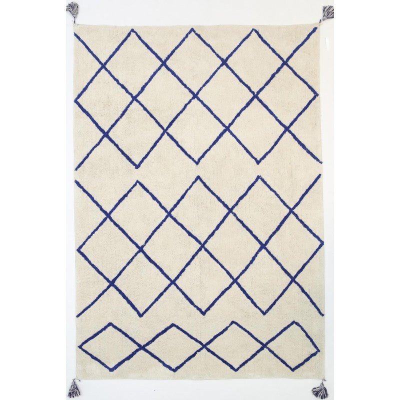 Breeze Diamond Blue Cotton Rug Area Rug | Ruggy