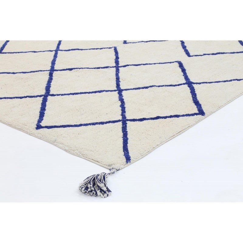 Breeze Diamond Blue Cotton Rug Area Rug | Ruggy