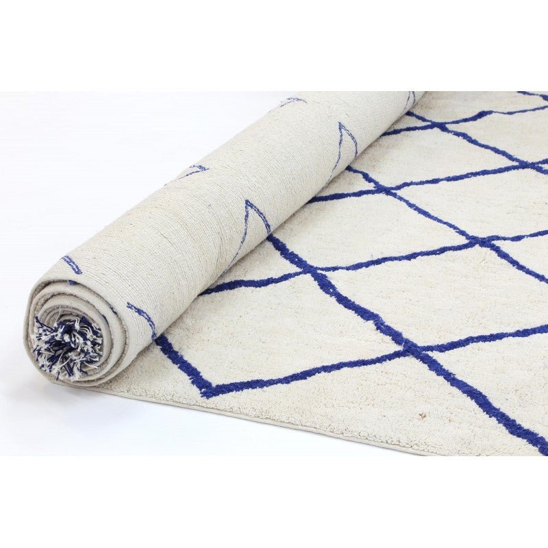 Breeze Diamond Blue Cotton Rug Area Rug | Ruggy