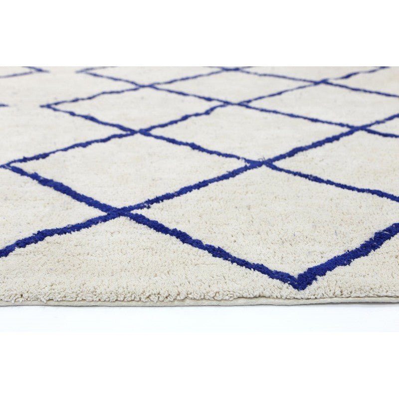 Breeze Diamond Blue Cotton Rug Area Rug | Ruggy