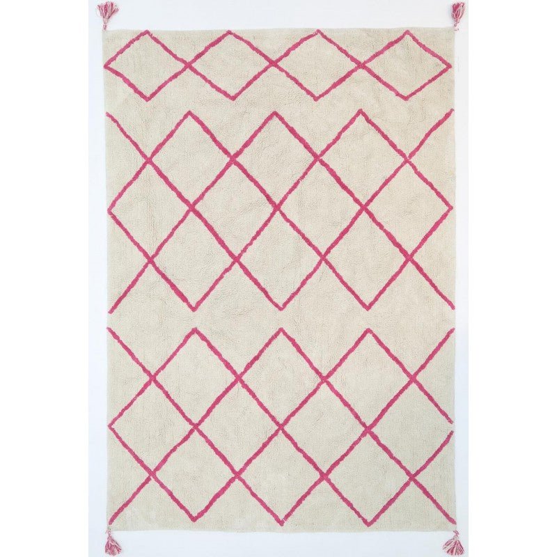 Breeze Diamond Pink Cotton Rug Area Rug | Ruggy