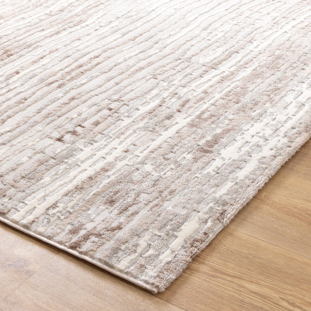 Cleo Distressed Lines Grey Beige Rug