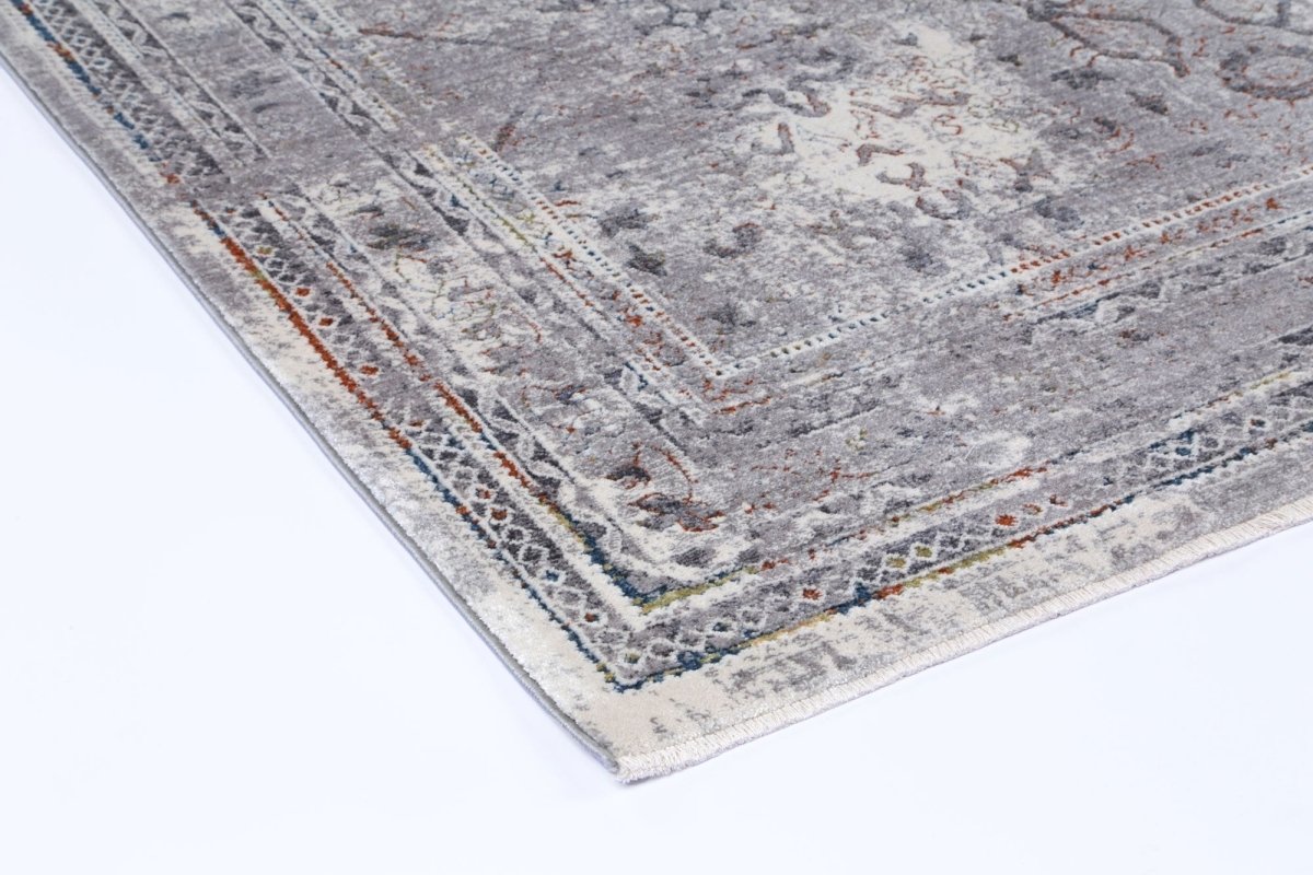 Coral Border Diamond Grey Multi Rug