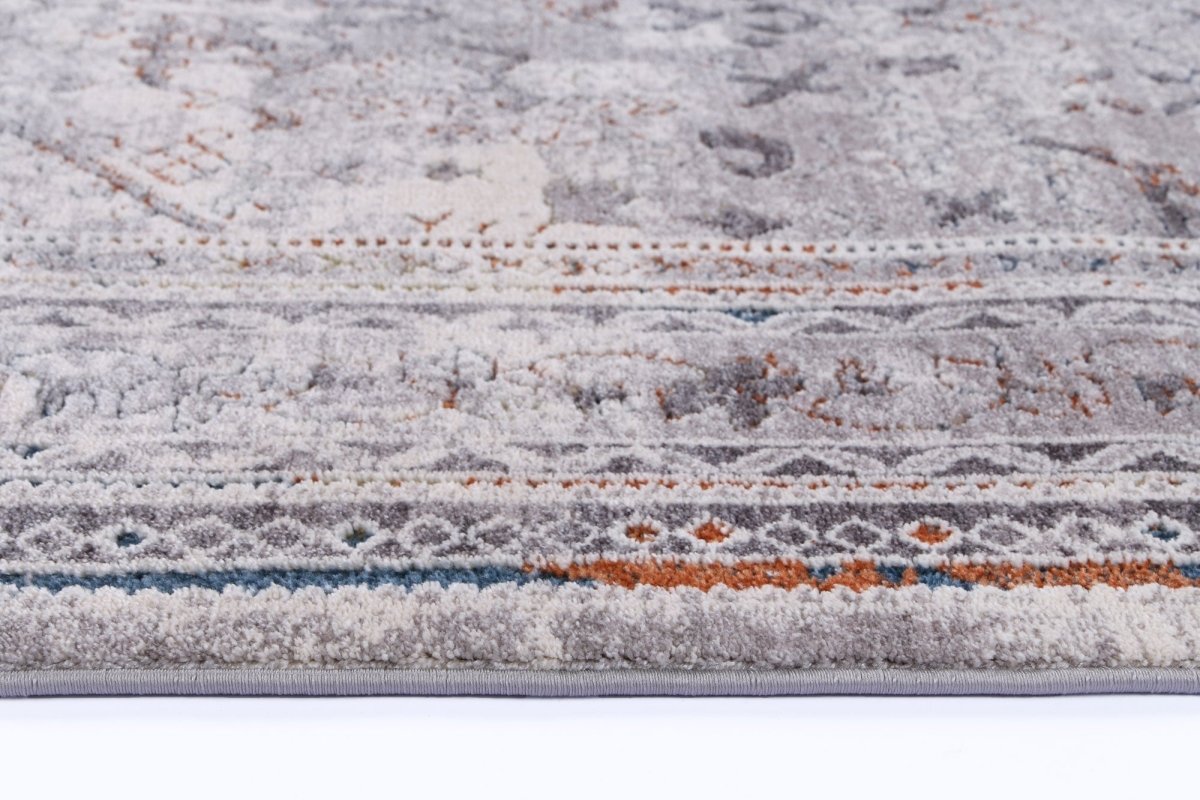 Coral Border Diamond Grey Multi Rug