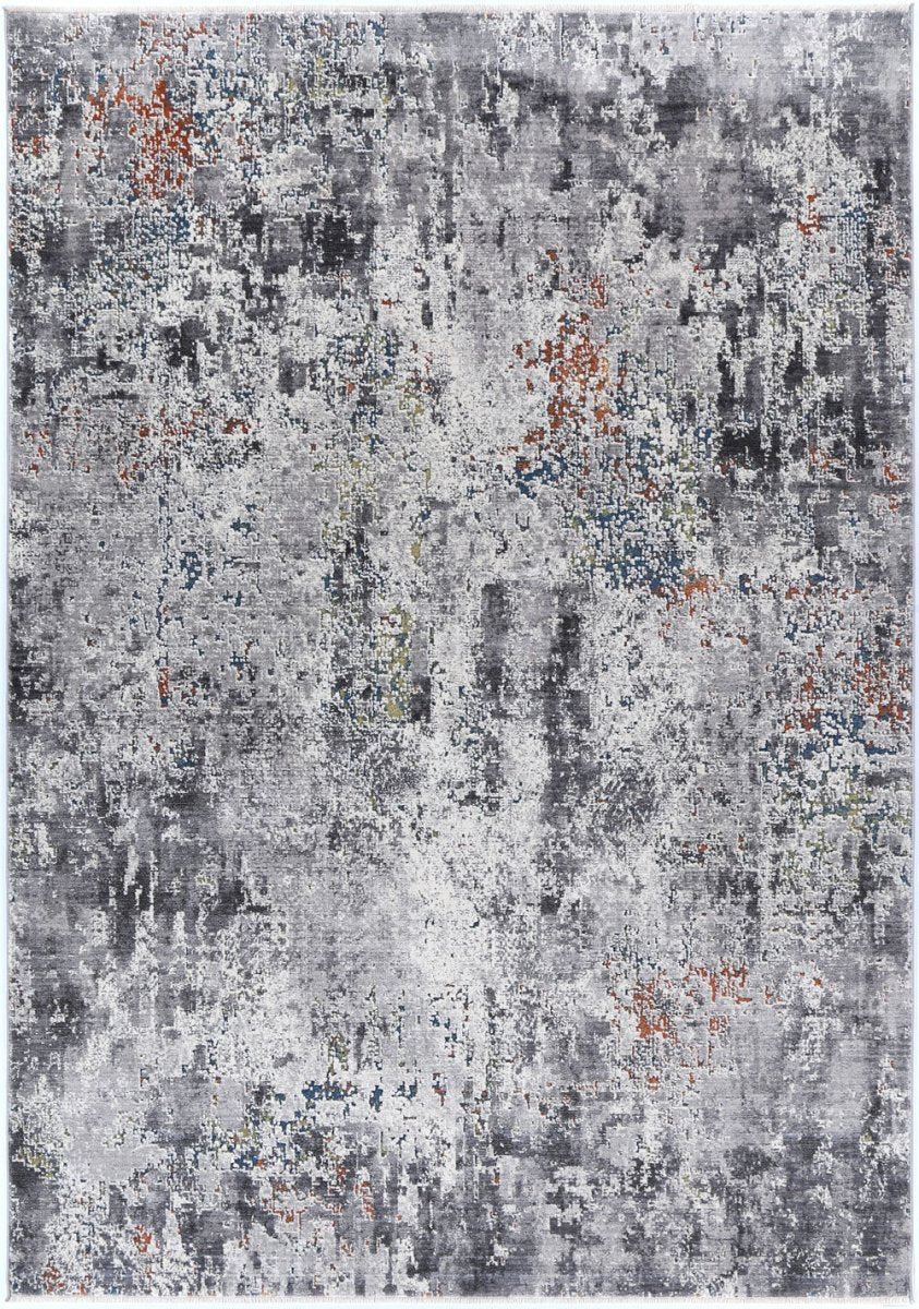 Coral Distressed Watercolour Grey Multi Rug