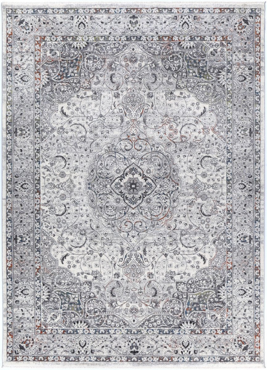 Coral Traditional Medallion Grey Multi Rug