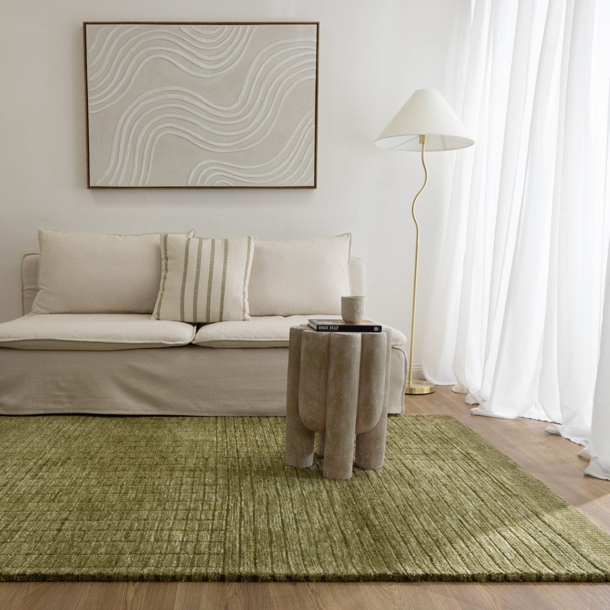 Crest Green Modern Rug