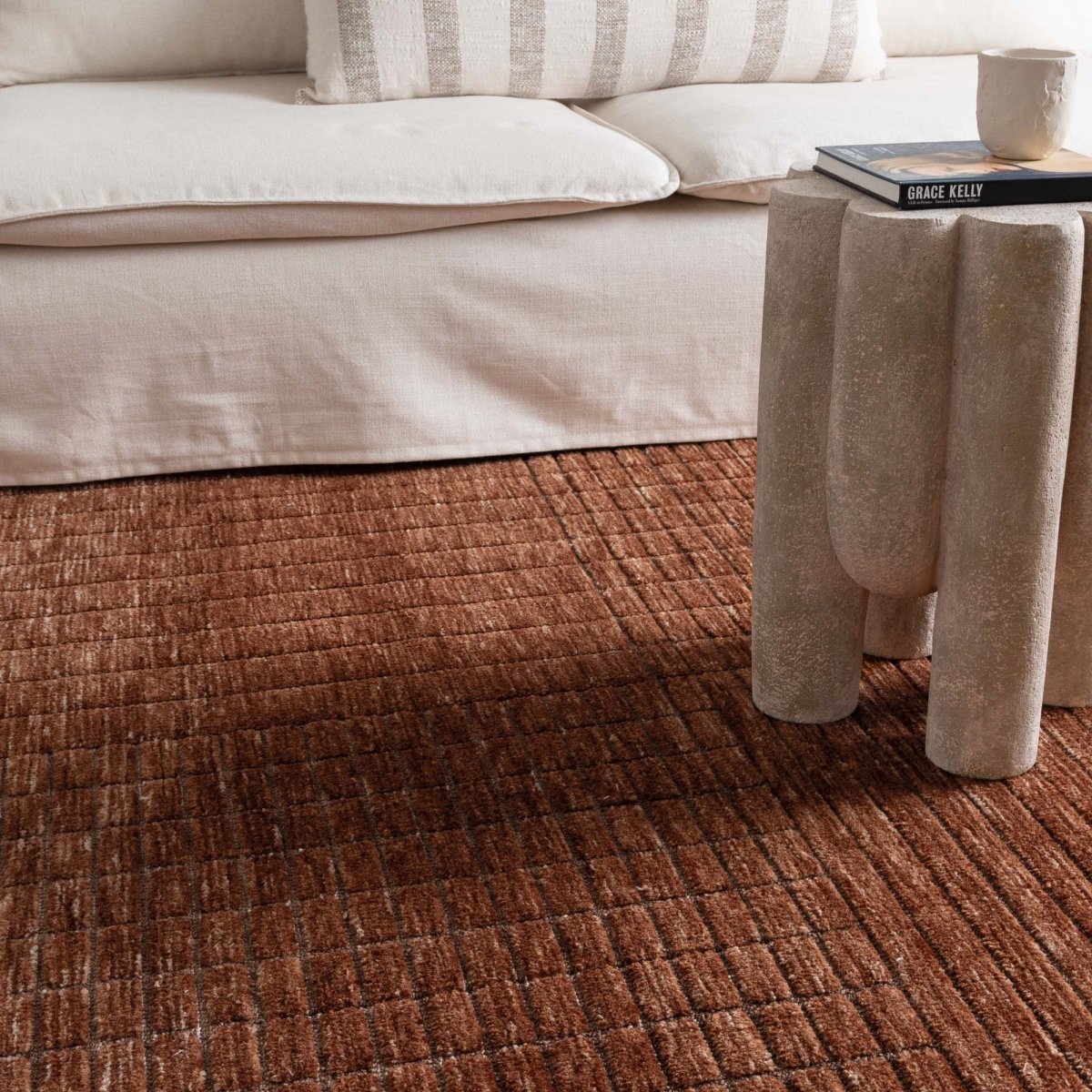 Crest Terracotta Modern Rug