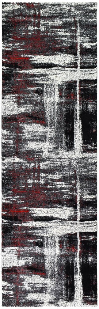 Dior Abstract Grey Red Modern Rug