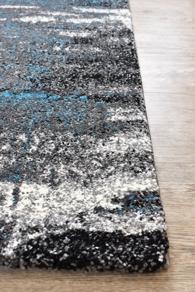 Dior Abstract Grey Turquoise Modern Rug