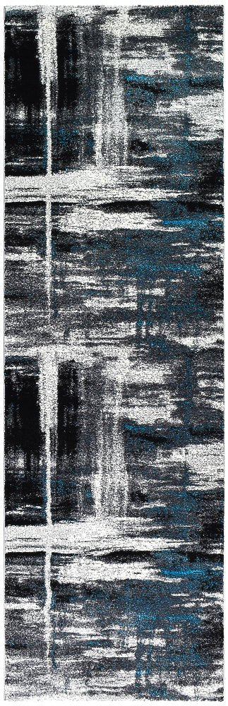 Dior Abstract Grey Turquoise Modern Rug