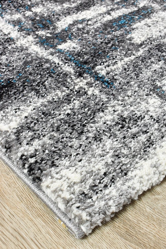 Dior Abstract Grey Turquoise Modern Rug