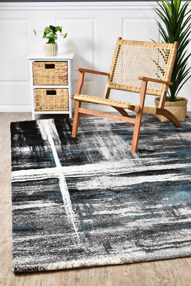 Dior Abstract Grey Turquoise Modern Rug