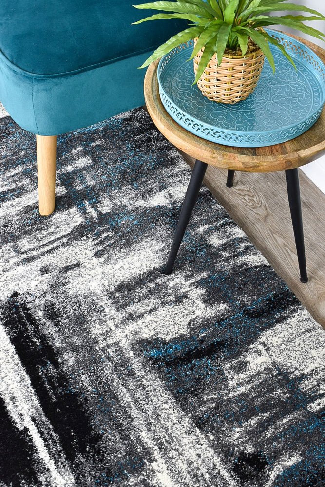 Dior Abstract Grey Turquoise Modern Rug