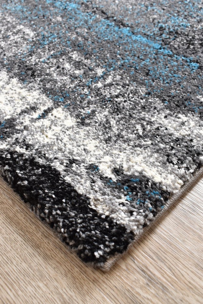 Dior Abstract Grey Turquoise Modern Rug