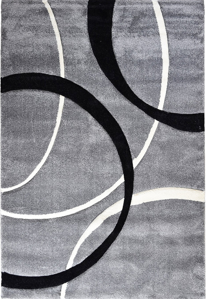 Dior Light Grey Black Modern Rug