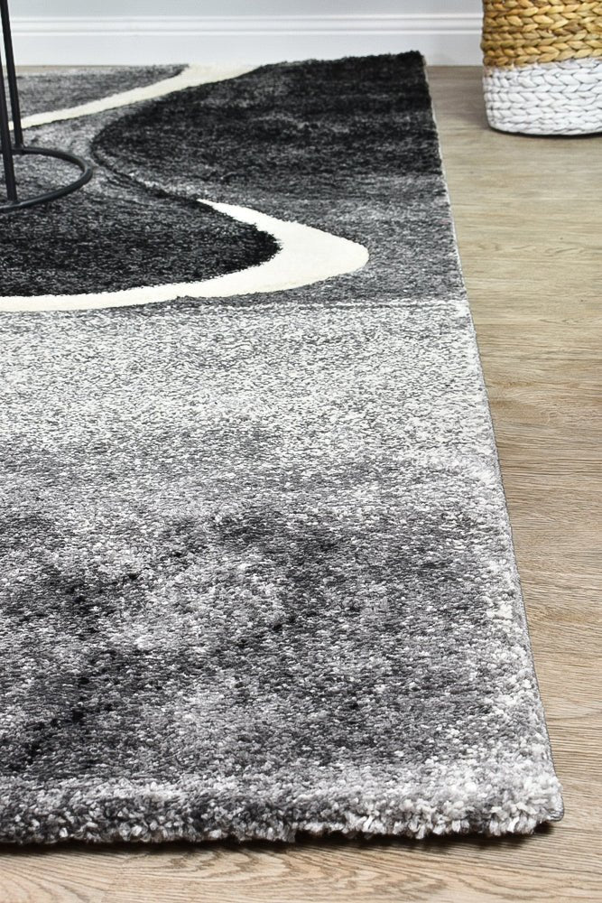 Dior Paralax Dark Grey White Modern Rug