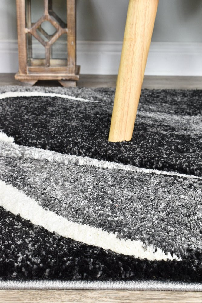 Dior Paralax Dark Grey White Modern Rug