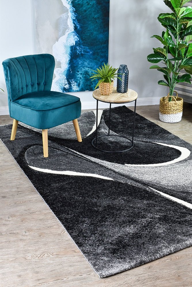 Dior Paralax Dark Grey White Modern Rug