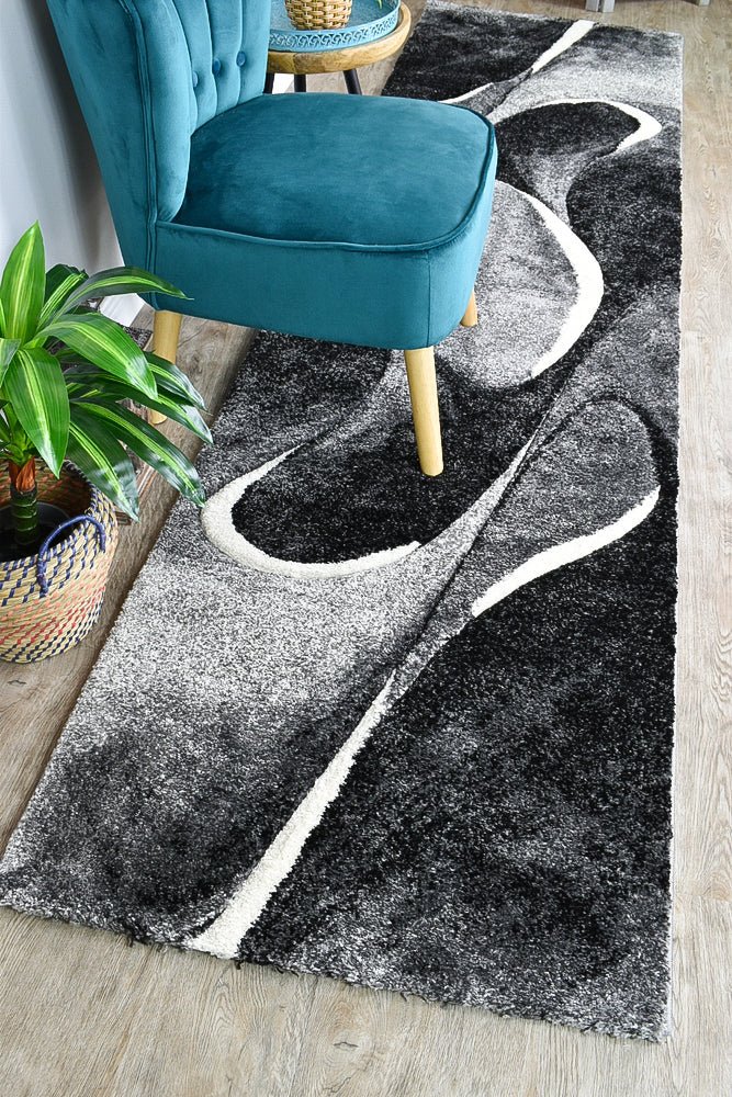 Dior Paralax Dark Grey White Modern Rug