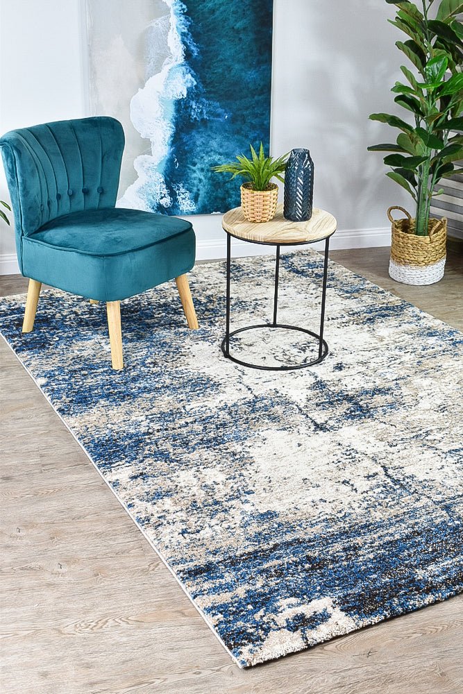 Dior White Blue Modern Rug