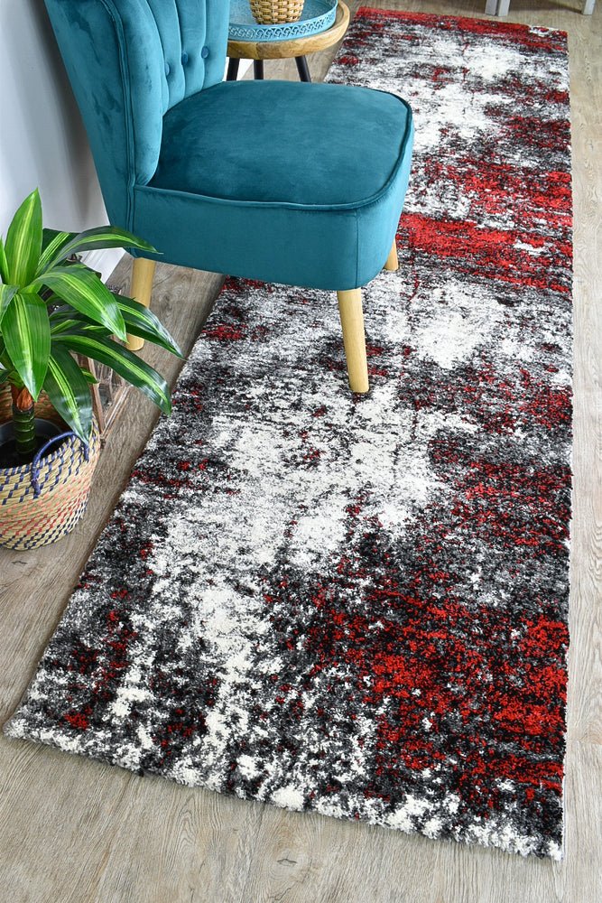 Dior White Red Modern Rug