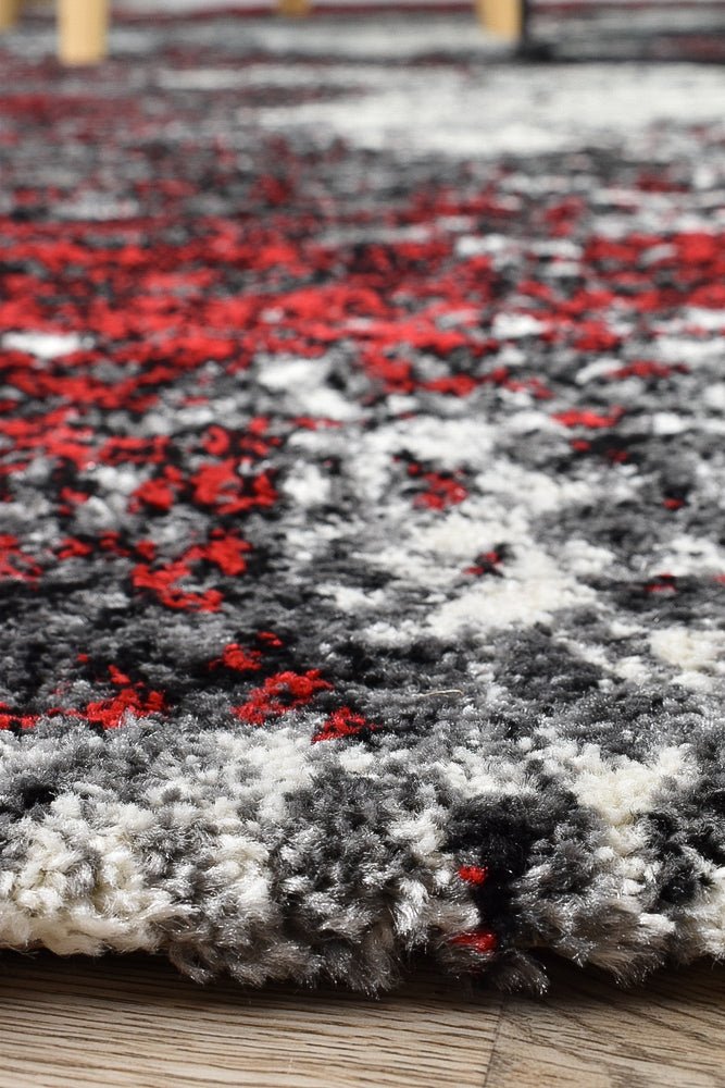 Dior White Red Modern Rug