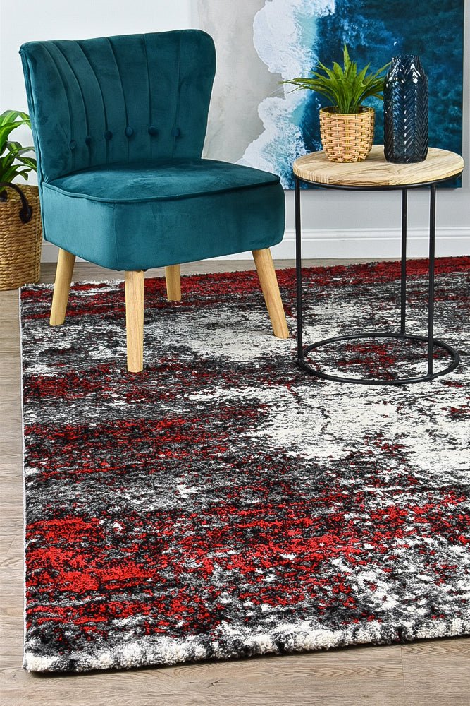 Dior White Red Modern Rug