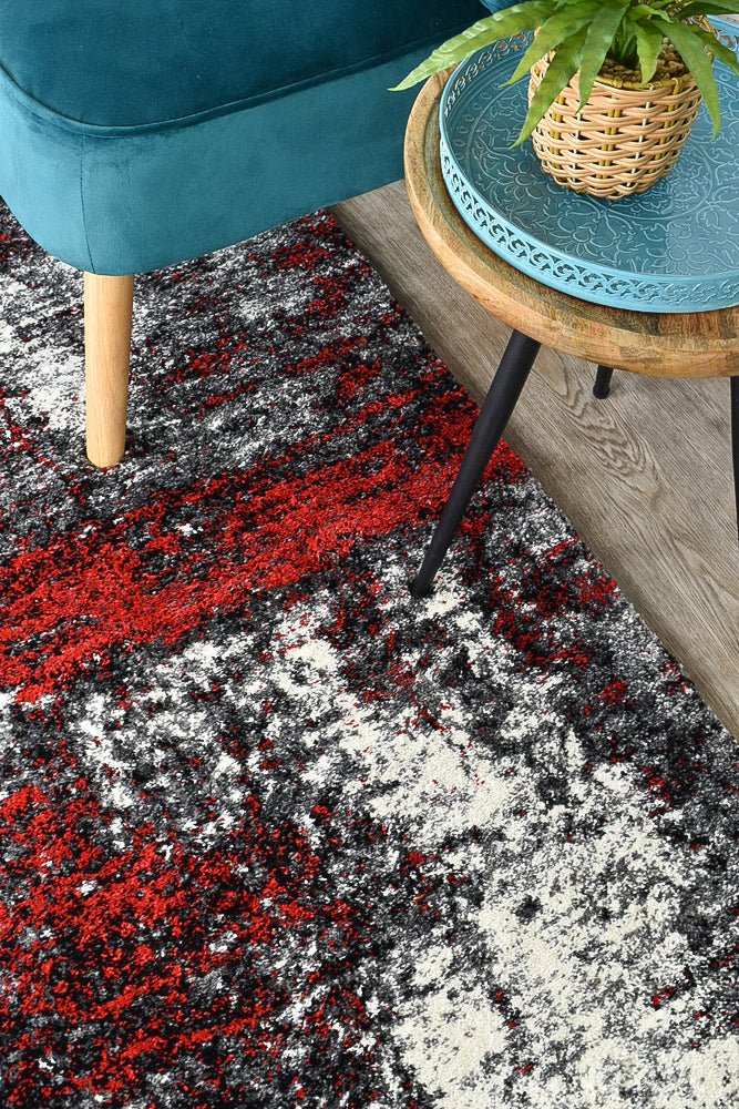 Dior White Red Modern Rug