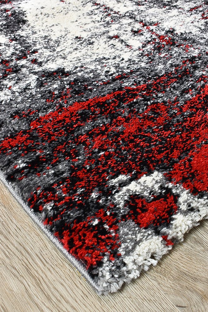 Dior White Red Modern Rug