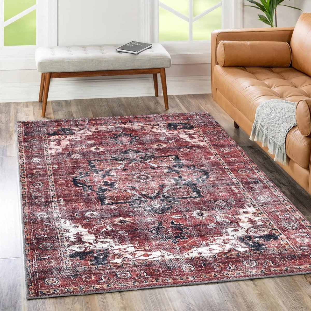 Distressed Vintage Cezanne Terracotta Area Rug