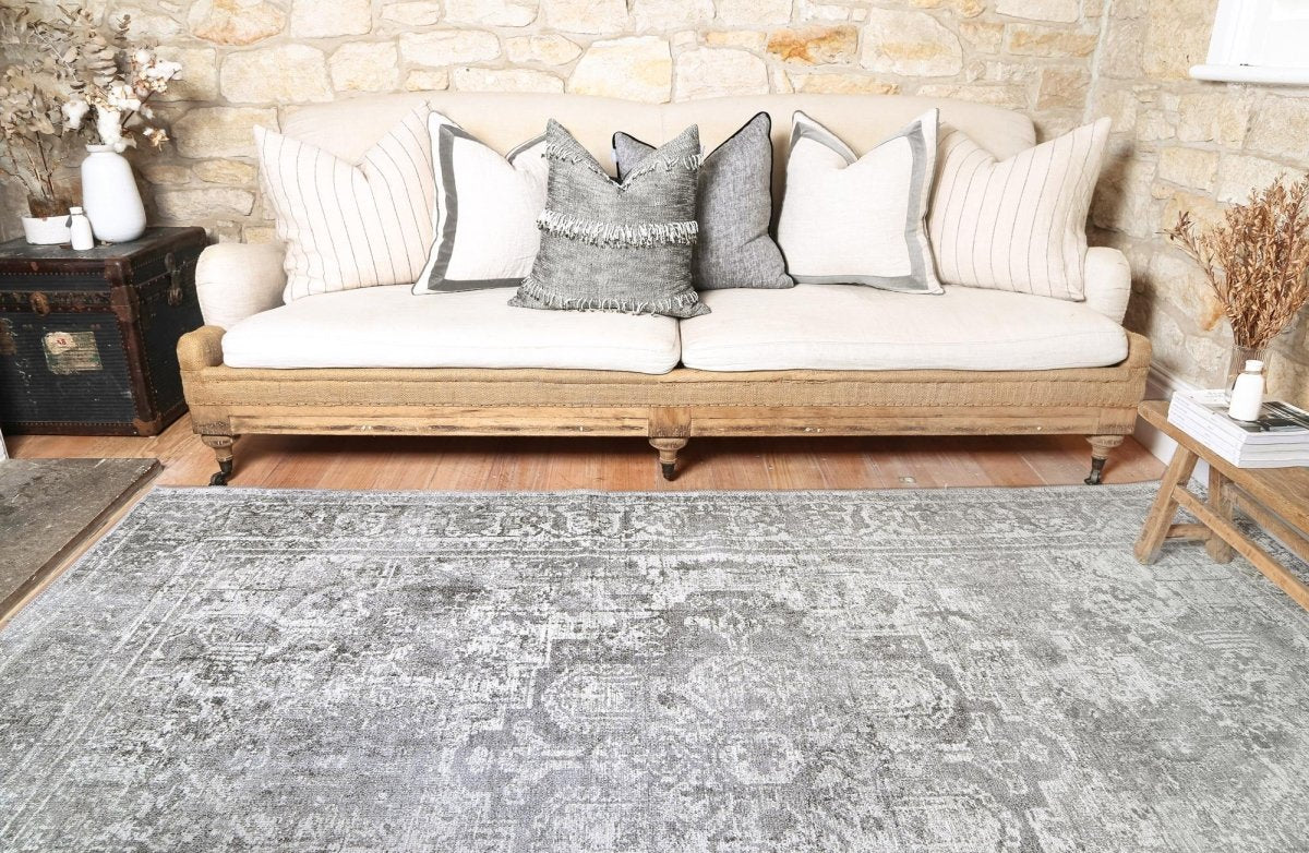 Distressed Vintage Chilaz Grey Rug