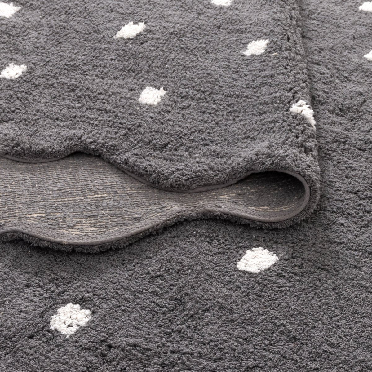Elara Scalloped Grey Kids Round Rug