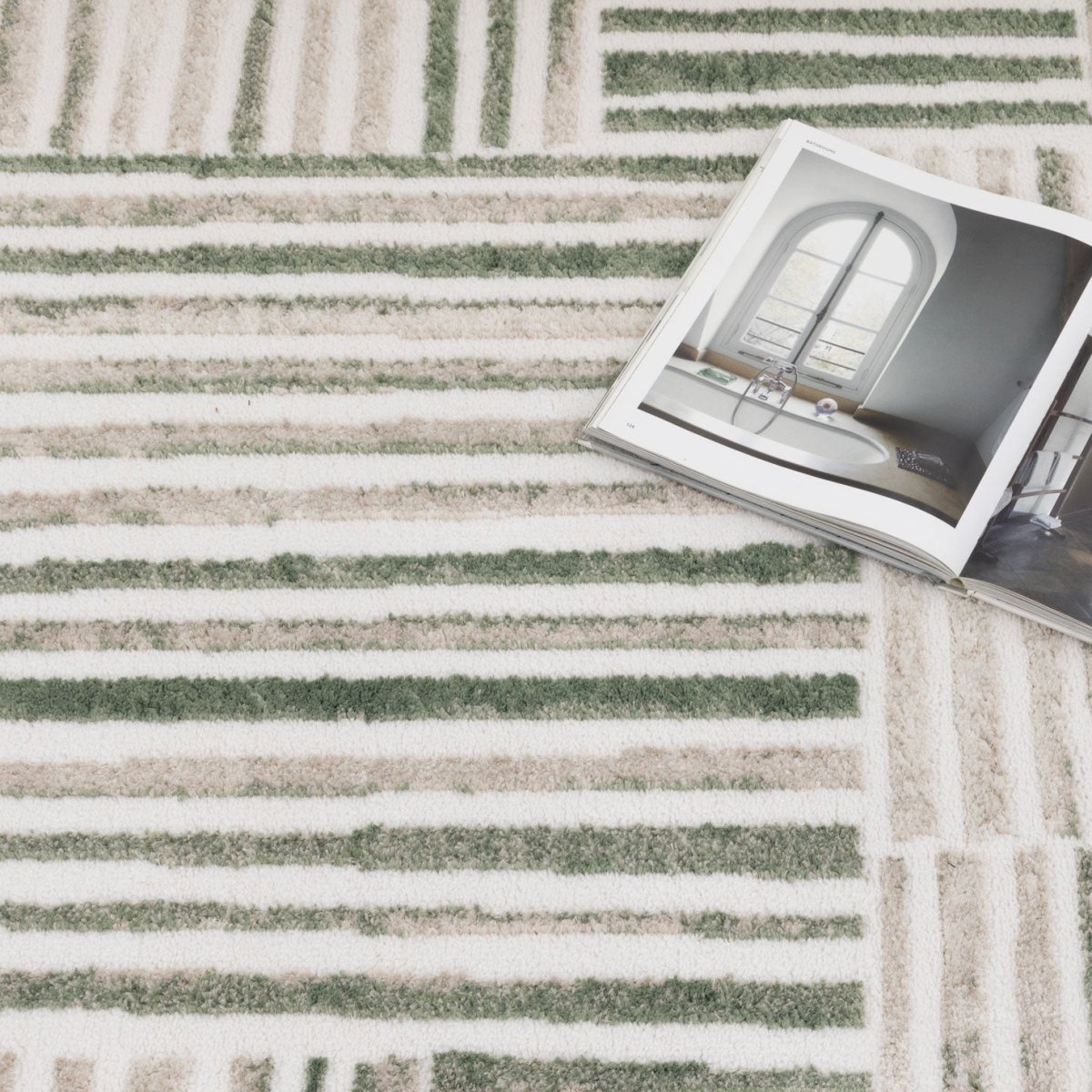 Eloura Geometric Lines Green Rug