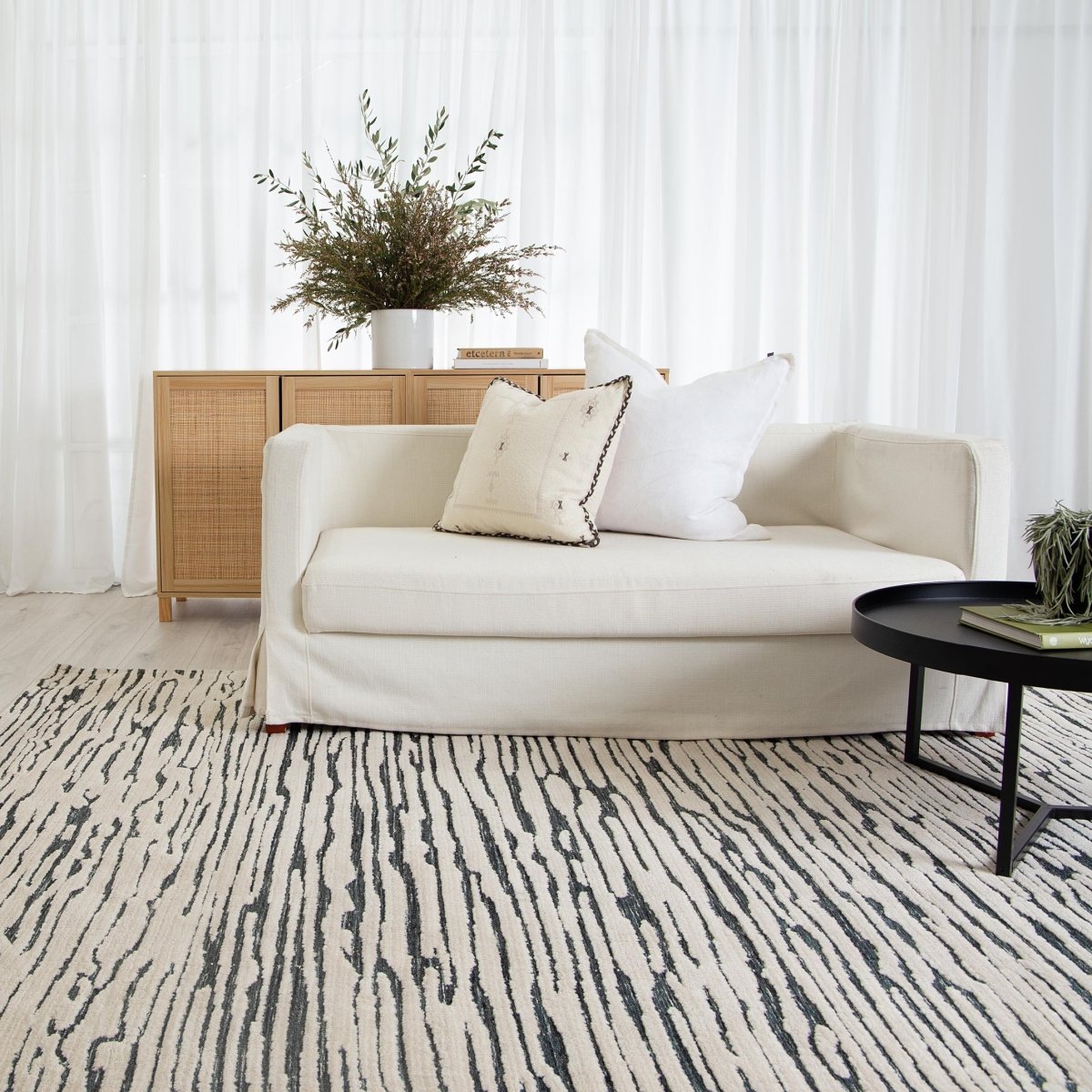 Ember Dune Ivory Black Rug Area Rug | Ruggy