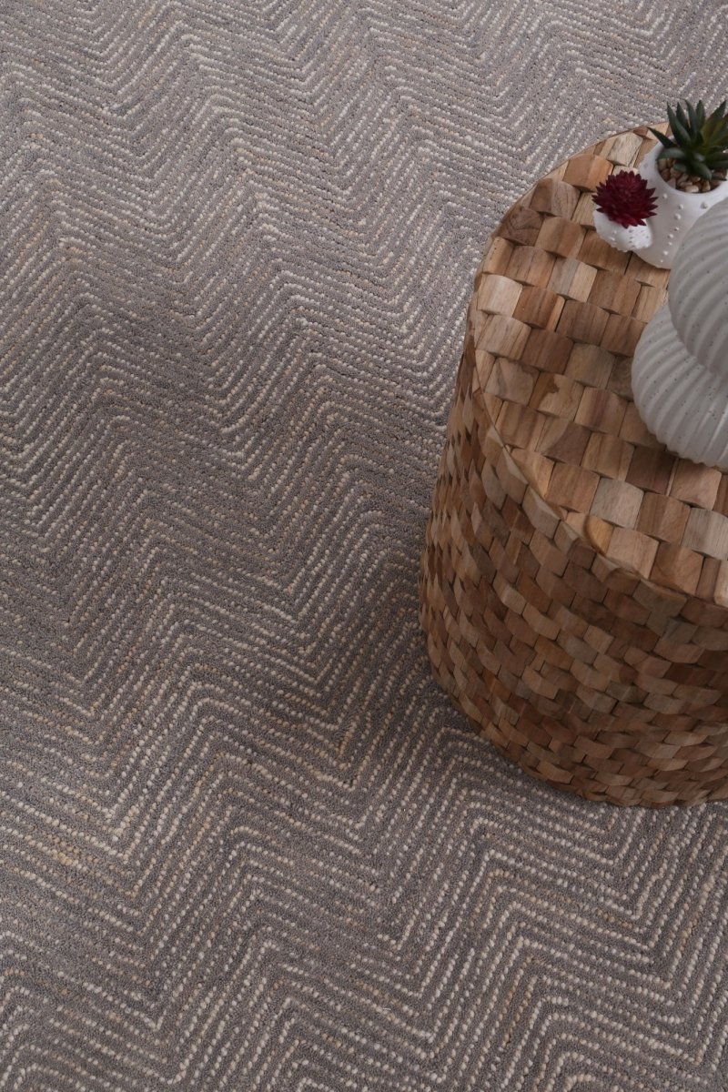 Enchant Chevron Ash Rug Wool Rug Area Rug | Ruggy