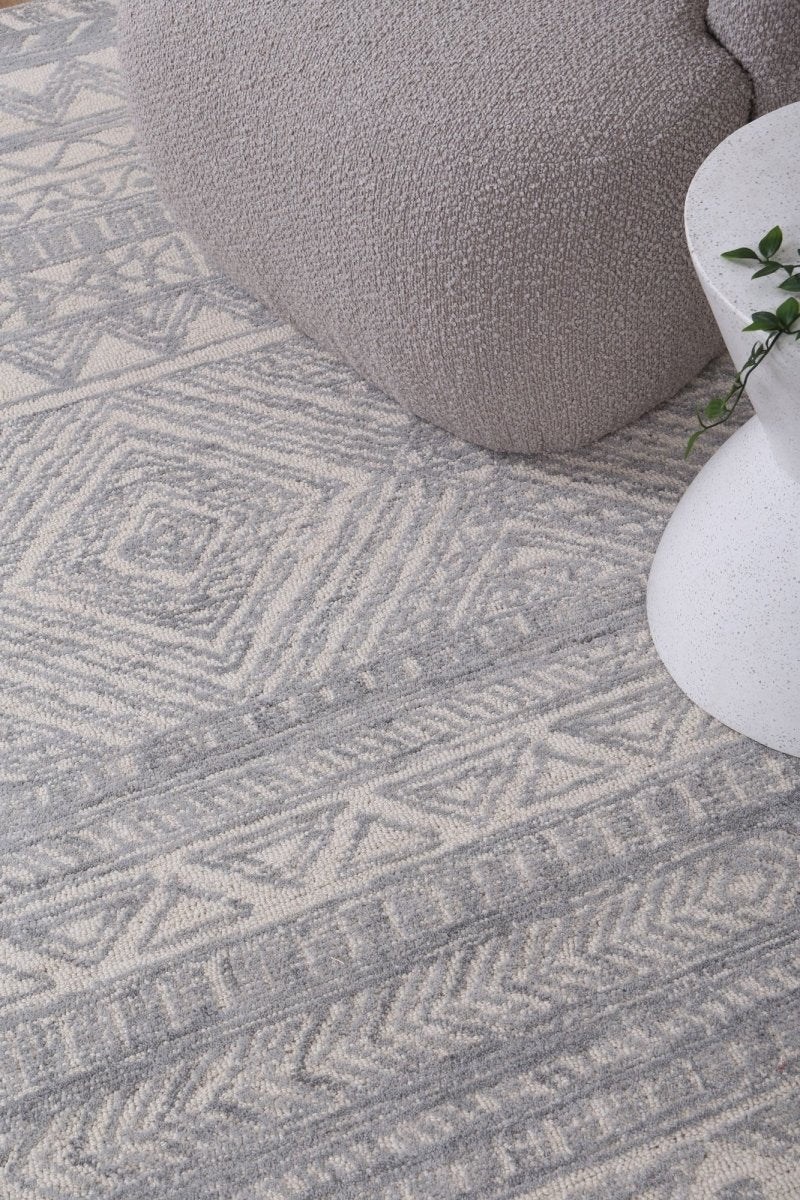 Enchant Zulu Grey Tribal Rug Area Rug | Ruggy