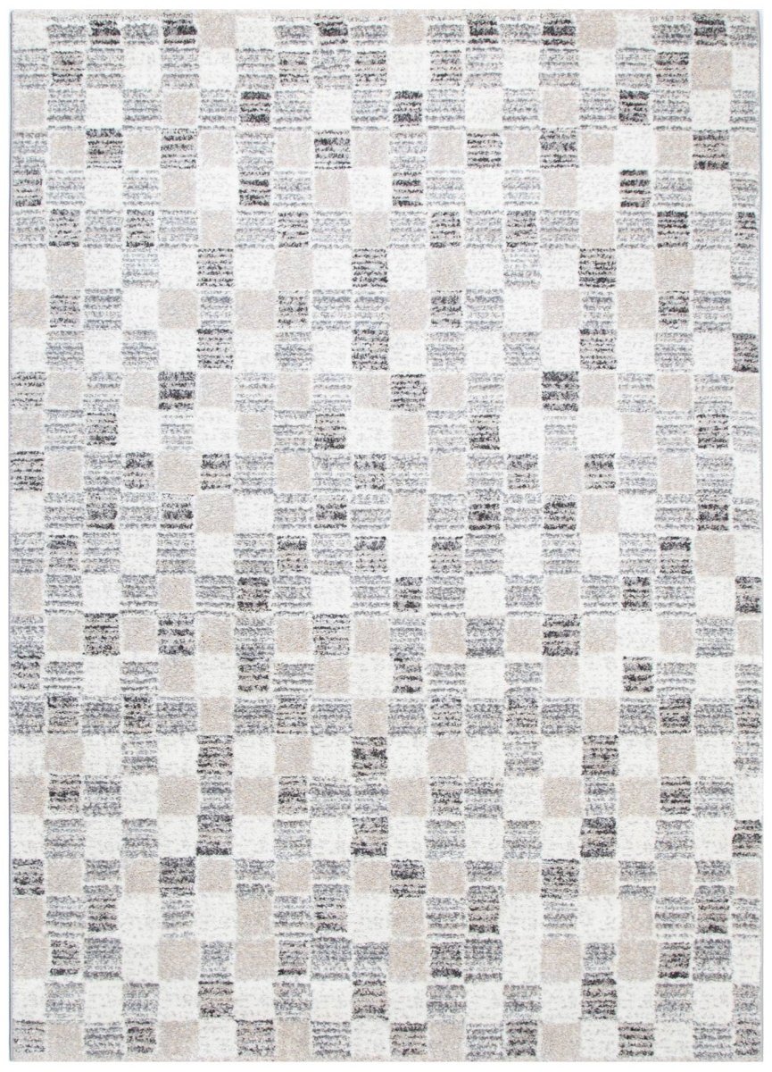 Fjord Grey Beige Checkered Rug