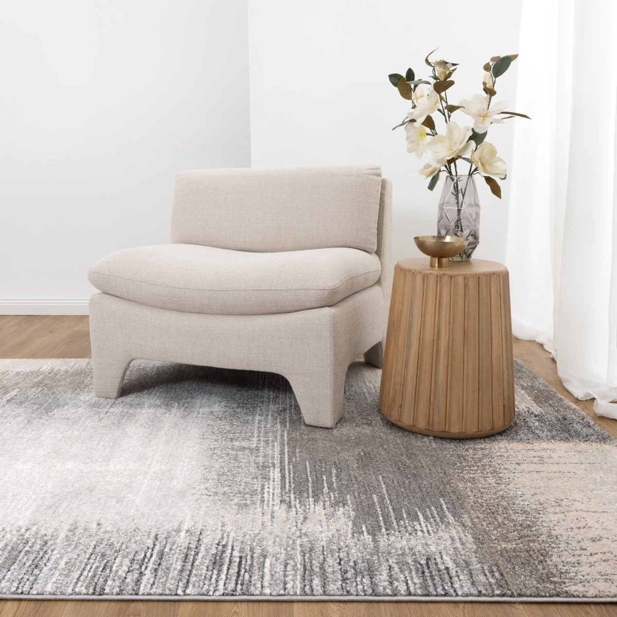 Fjord Grey Beige Faded Abstract Rug