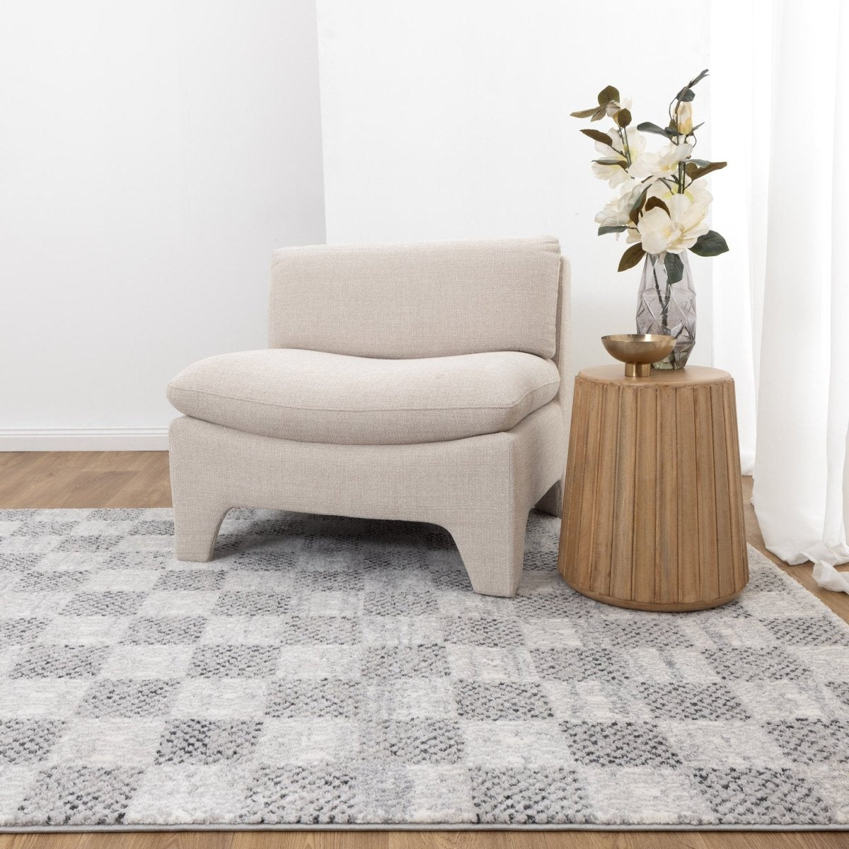 Fjord Grey Checkered Rug