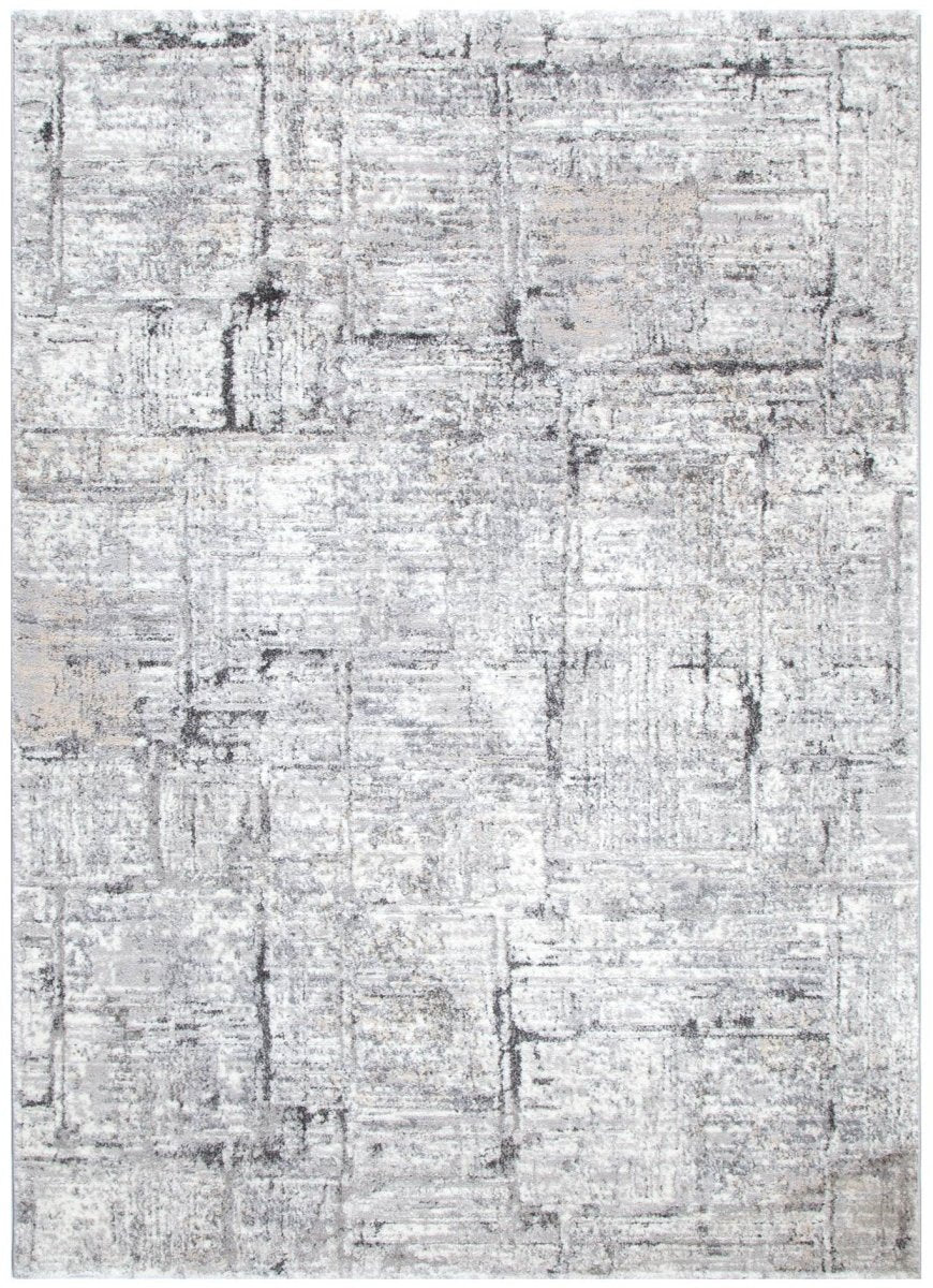 Fjord Grey Distressed Lines Rug