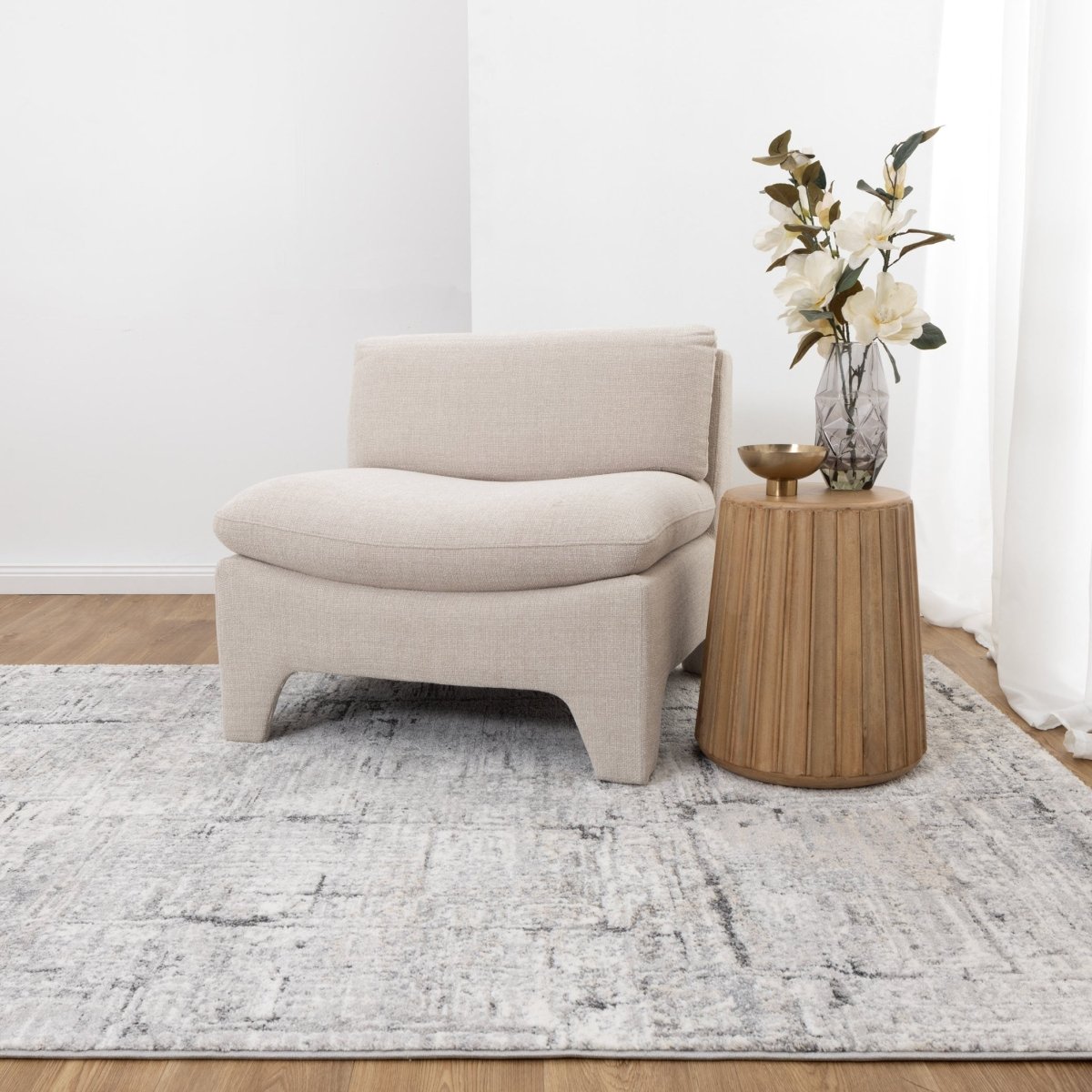 Fjord Grey Distressed Lines Rug