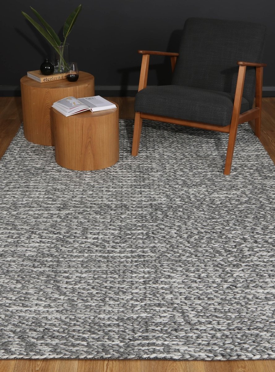 Grace Cue Charcoal Wool Blend Rug