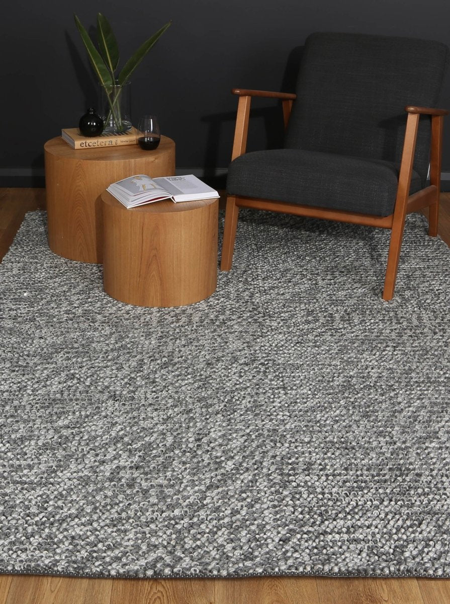 Grace Loopy Charcoal Wool Blend Rug