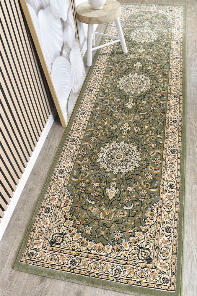 Kiama Traditional Green Hallway Runner