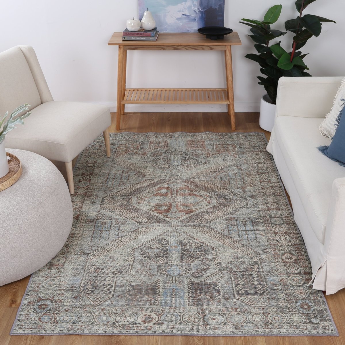 Le Grand Louvre Blue Washable Rug