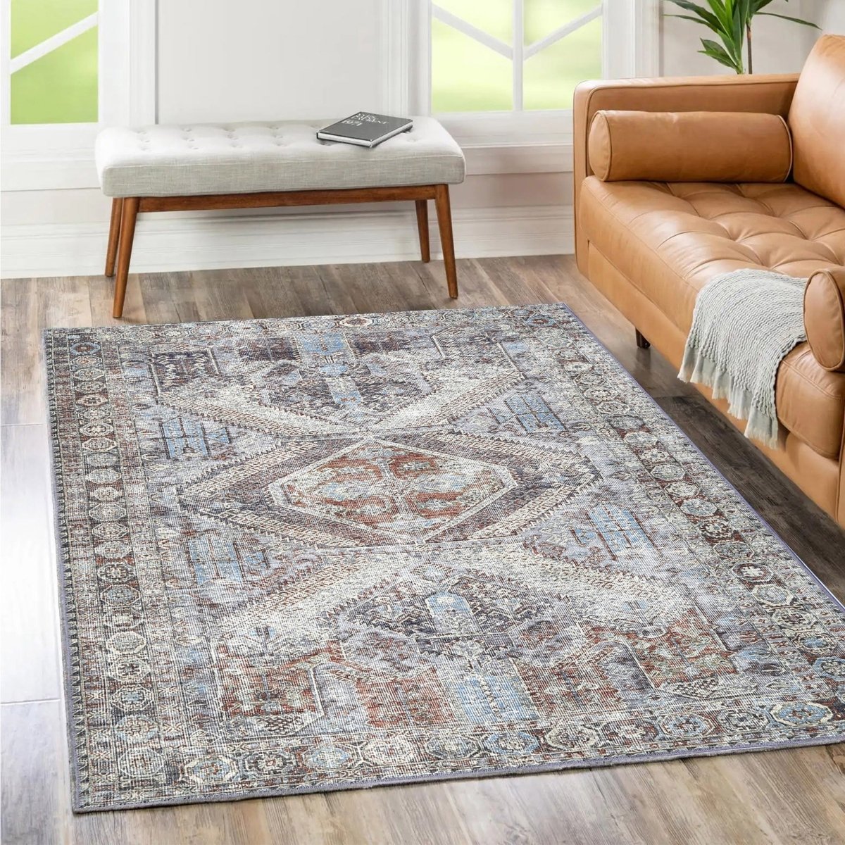 Le Grand Louvre Blue Washable Rug