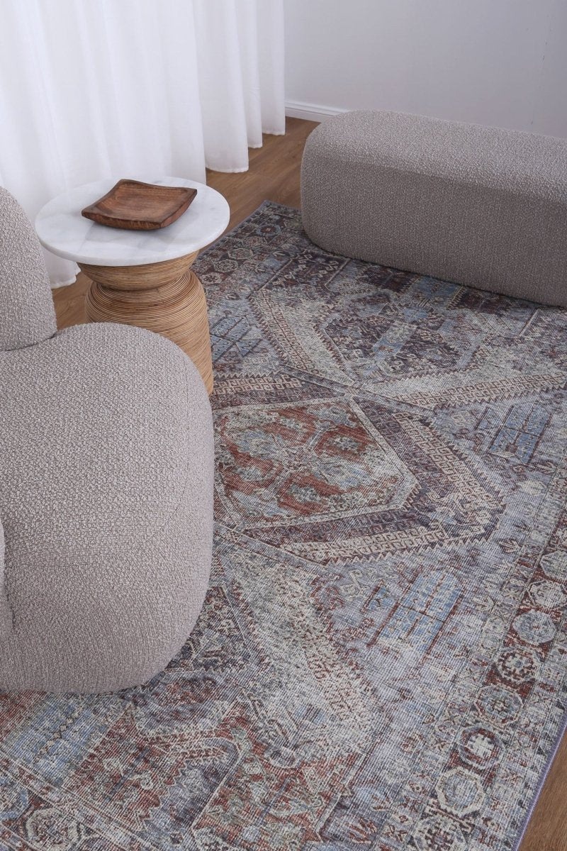 Le Grand Louvre Blue Washable Rug