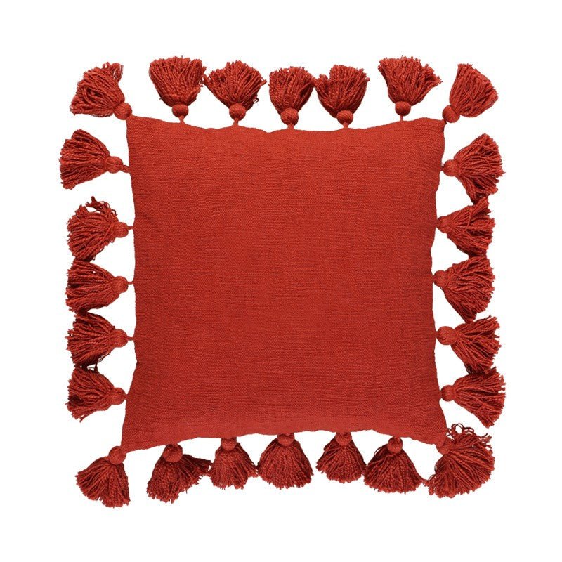 Lenny Tassel Terracotta Cushion 50x50cm CUSHIONS > Cotton_Linen | Ruggy