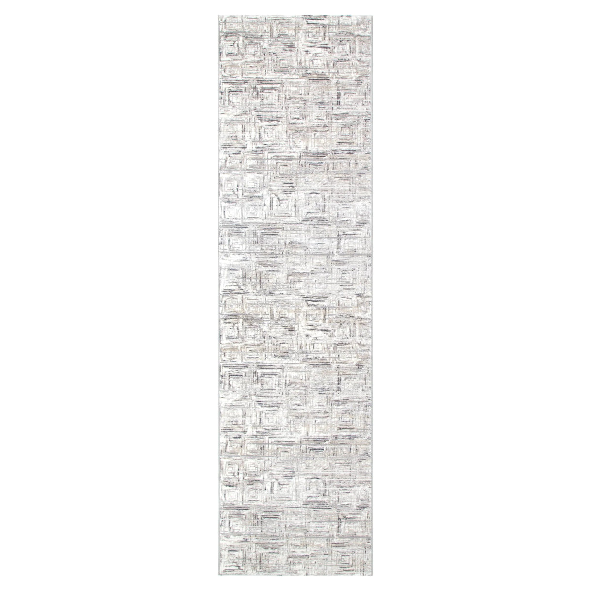 Liora Distressed Geo Squares Grey Rug